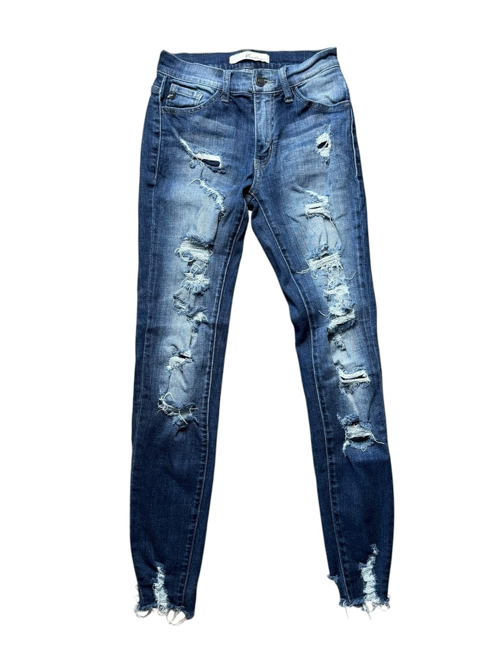 KanCan Distressed Dark Wash Blue Skinny Jeans Size 24 - Casual Denim